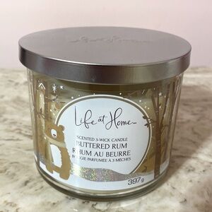 NWT Life at Home Buttered Rum 3 Wick Scented Candle